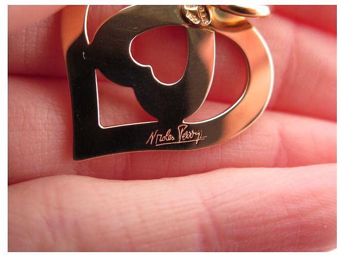 NUEVE COLLAR O.J. PERRIN PENDIENTE CORAZÓN LEYENDAS DUO DUO10-02B ORO 18K NUEVO - vista 5