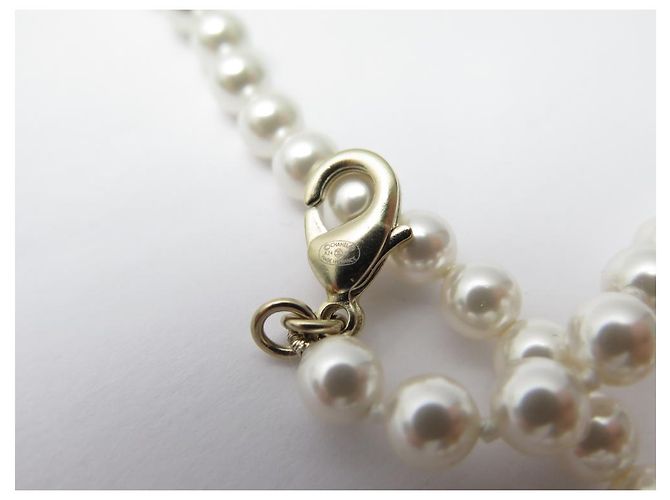 NUOVO COLLIER CHANEL LOGO CC 2024 IN PERLE E METALLO DORATO D'oro - vista 13