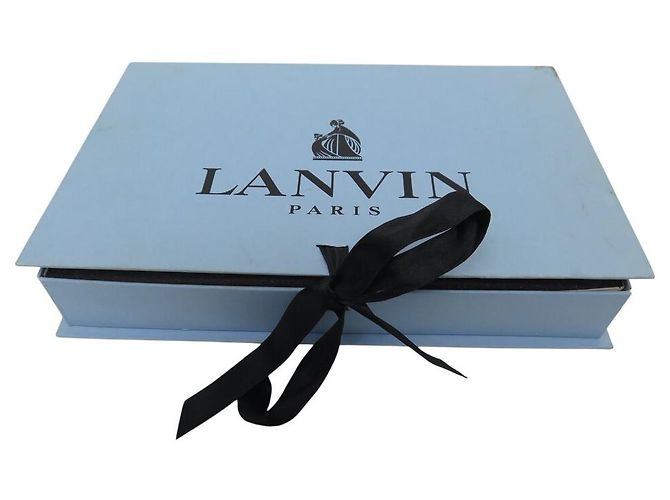 COLLANA VINTAGE LANVIN CATENA E STRASS 85CM IN METALLO + SCATOLA Blu - vista 8