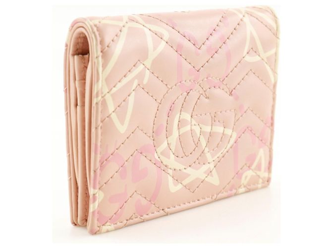 Billetera bi-fold de cuero rosa Gucci - vista 3