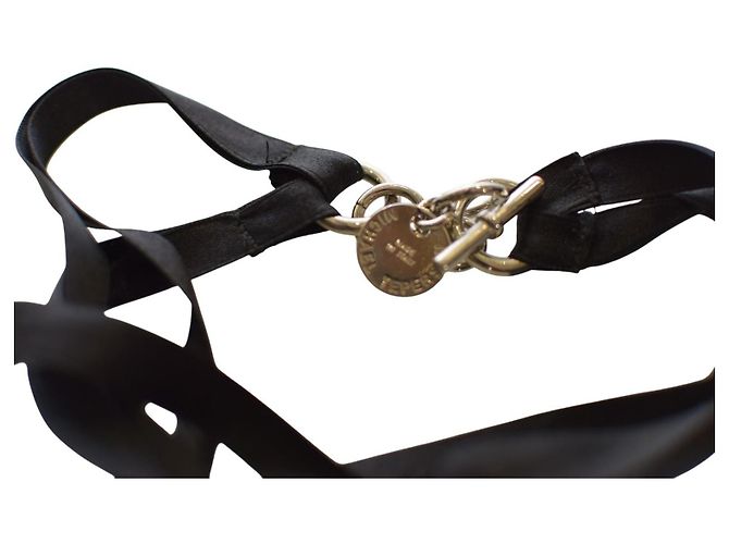 Autre Marque Collana Michael Teperson con Nastri Neri e Anelli Argentati con Cristalli Argento - vista 5