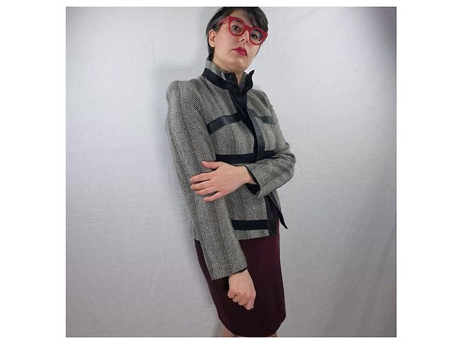 Versus Versace Versace gray jacket with leather inserts Black Grey - view 11