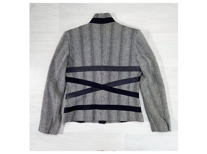 Versus Versace Versace gray jacket with leather inserts Black Grey - view 3