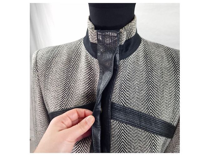 Versus Versace Versace gray jacket with leather inserts Black Grey - view 7