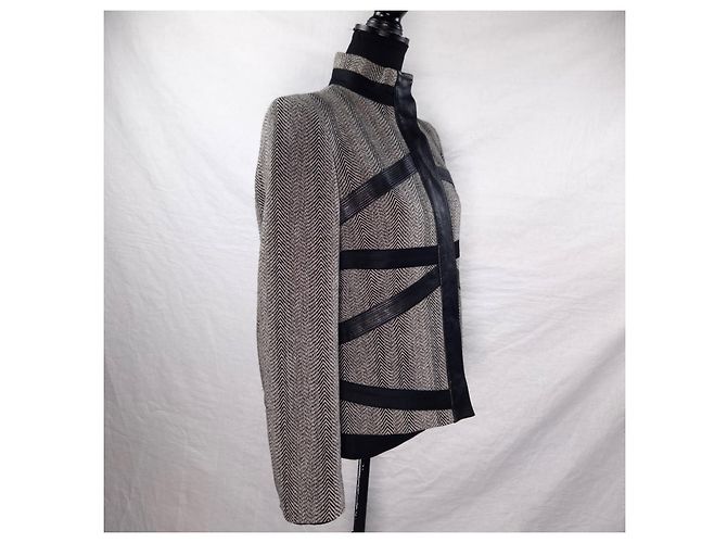 Versus Versace Versace gray jacket with leather inserts Black Grey - view 8