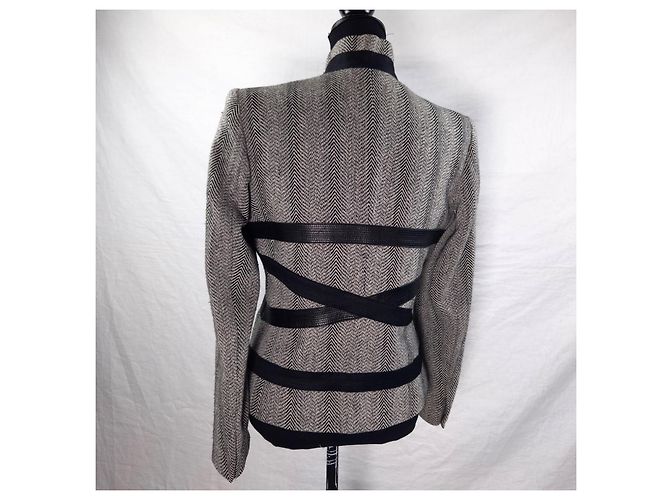 Versus Versace Versace gray jacket with leather inserts Black Grey - view 9