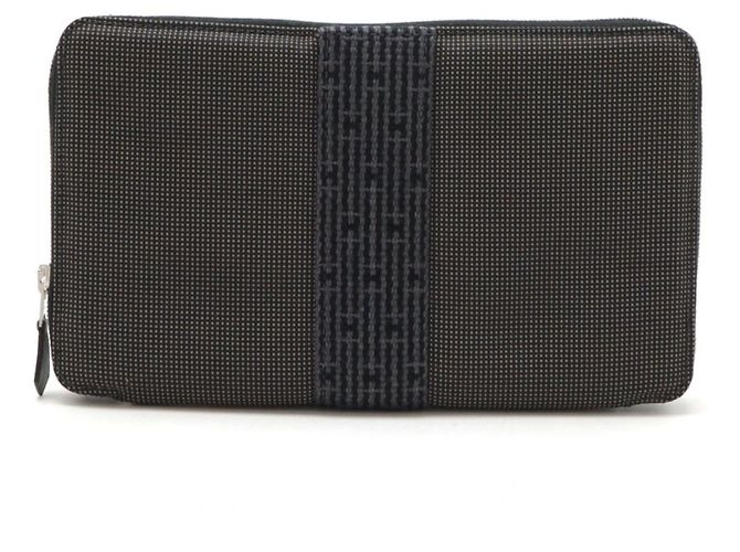 Hermès Hermes Her Line graue Canvas Langbörse Braun - Ansicht 2
