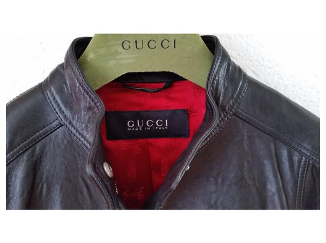CHAQUETA DE CUERO BIKER GUCCI. Negro - vista 2