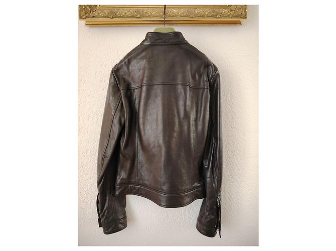 CHAQUETA DE CUERO BIKER GUCCI. Negro - vista 3