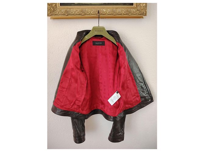 CHAQUETA DE CUERO BIKER GUCCI. Negro - vista 9