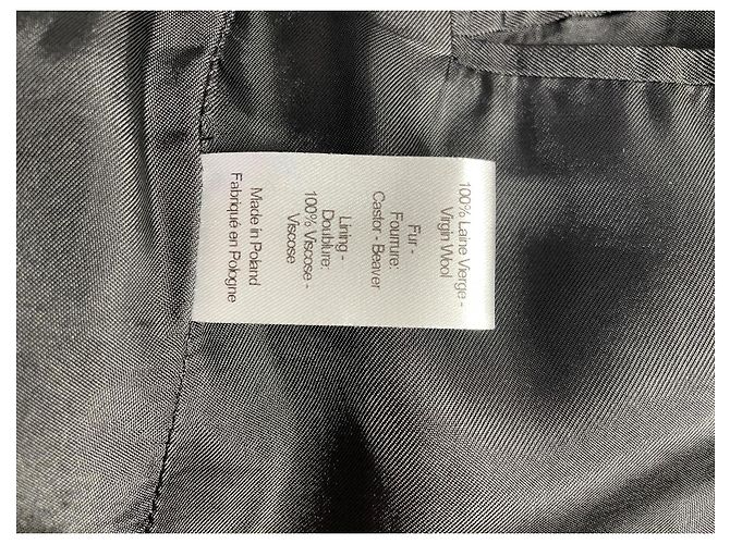 Abrigo Joseph de lana negra con cuello de piel de castor Negro - vista 8