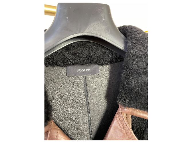 Abrigo Joseph negro de piel de oveja con inserciones de cuero marrón 38 - vista 4