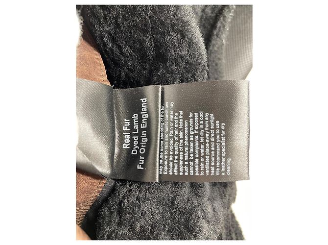 Abrigo Joseph negro de piel de oveja con inserciones de cuero marrón 38 - vista 7