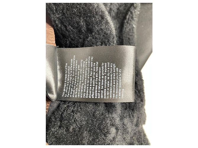 Abrigo Joseph negro de piel de oveja con inserciones de cuero marrón 38 - vista 8