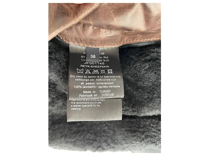 Abrigo Joseph negro de piel de oveja con inserciones de cuero marrón 38 - vista 9