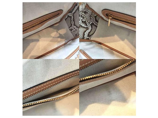 Tod's T Timeless Umhängetasche aus Pythonleder und Canvas Braun Beige - Ansicht 5