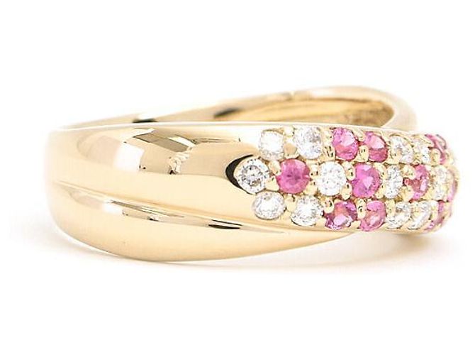 & Other Stories Anello croce in oro giallo 18K con diamante e zaffiro rosa Ponte Vecchio - vista 3