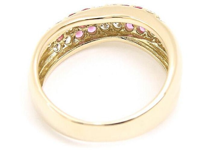 & Other Stories Anello croce in oro giallo 18K con diamante e zaffiro rosa Ponte Vecchio - vista 4