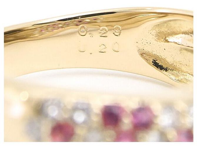 & Other Stories Anello croce in oro giallo 18K con diamante e zaffiro rosa Ponte Vecchio - vista 6
