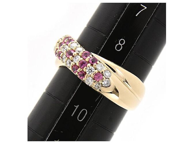 & Other Stories Anello croce in oro giallo 18K con diamante e zaffiro rosa Ponte Vecchio - vista 7