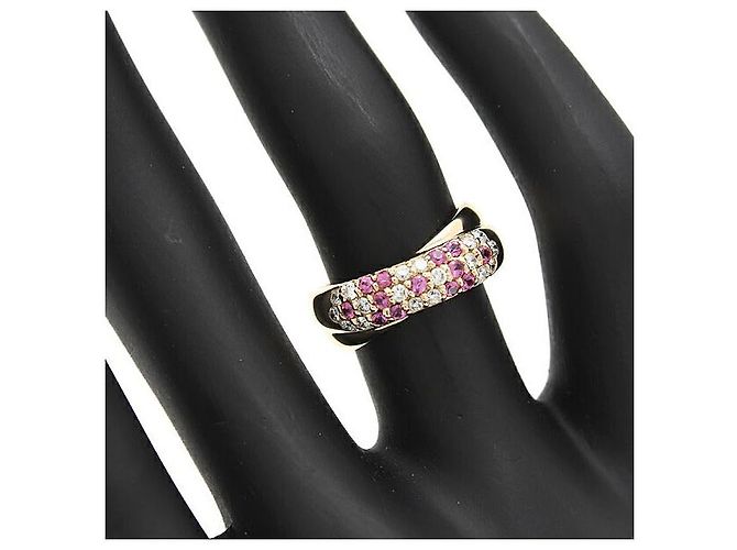 & Other Stories Anello croce in oro giallo 18K con diamante e zaffiro rosa Ponte Vecchio - vista 8