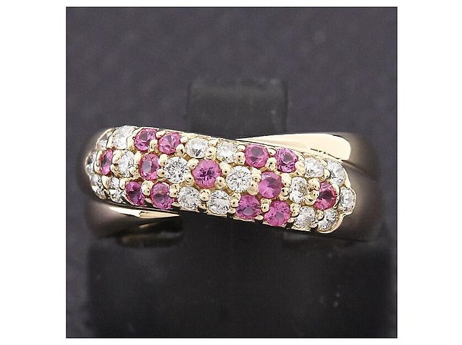 & Other Stories Anello croce in oro giallo 18K con diamante e zaffiro rosa Ponte Vecchio - vista 9