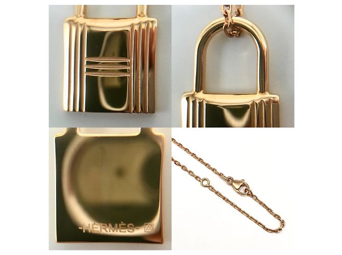 Hermès Collana Hermes Kelly PM in pelle rosa dorata D'oro - vista 2
