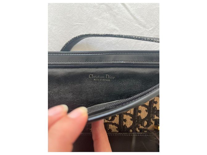 Borsa Christian Dior Trotter Pattern in Tela e Pelle – Nero & Beige - vista 5