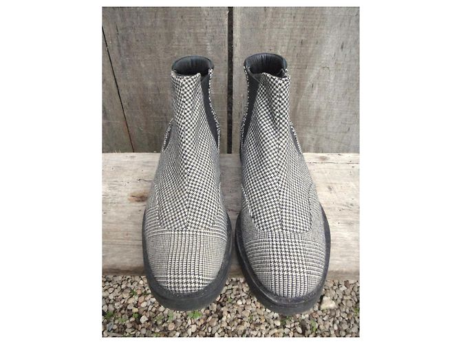 Stivaletti Robert Clergerie Grigio Pelle e Tweed - vista 2
