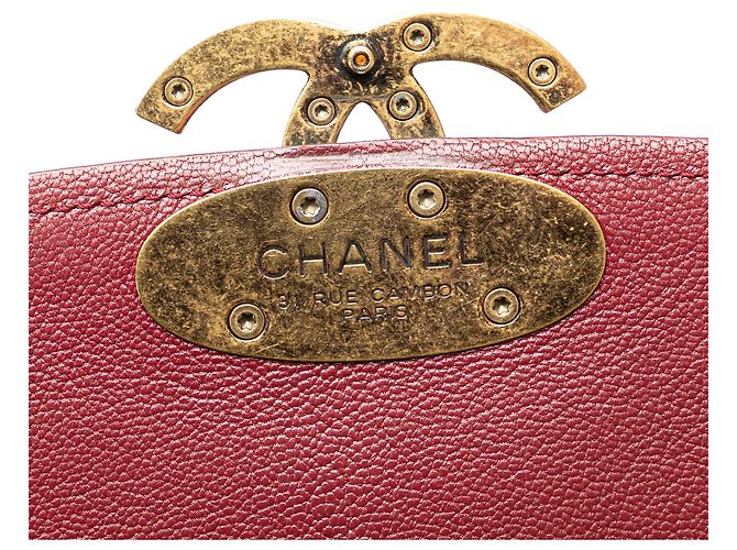 Chanel Rosso Medio Pelle di Vitello Coco Curva Flap Bordò - vista 11