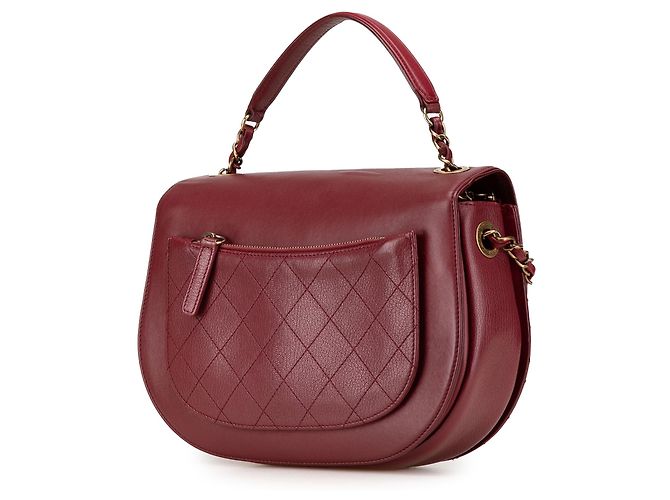 Chanel Rosso Medio Pelle di Vitello Coco Curva Flap Bordò - vista 2