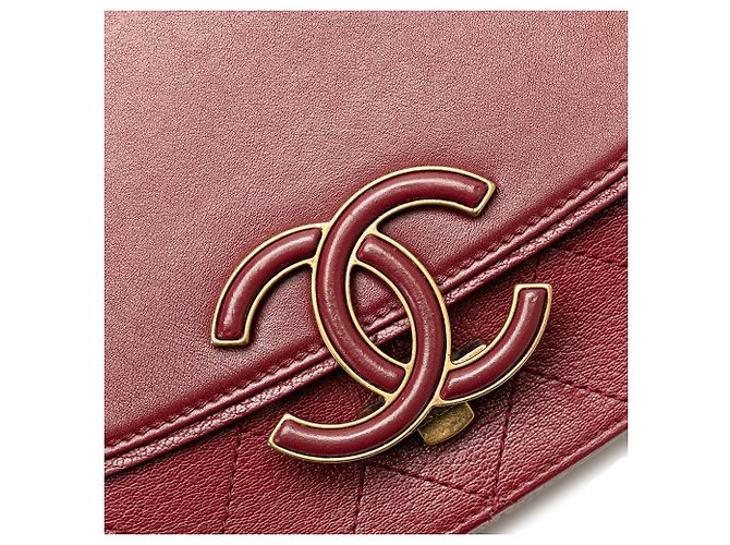 Chanel Rosso Medio Pelle di Vitello Coco Curva Flap Bordò - vista 7