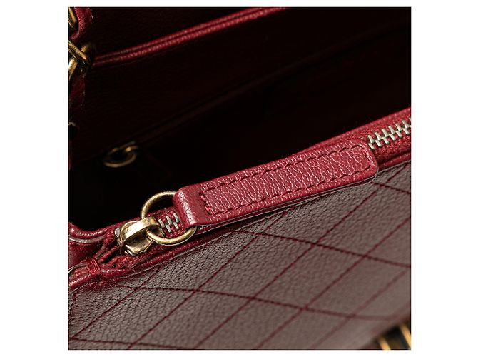 Chanel Rosso Medio Pelle di Vitello Coco Curva Flap Bordò - vista 9