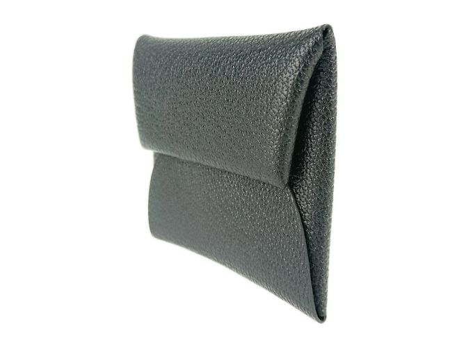 Hermès Monedero Hermes Bastia en cuero de cabra negro - vista 2