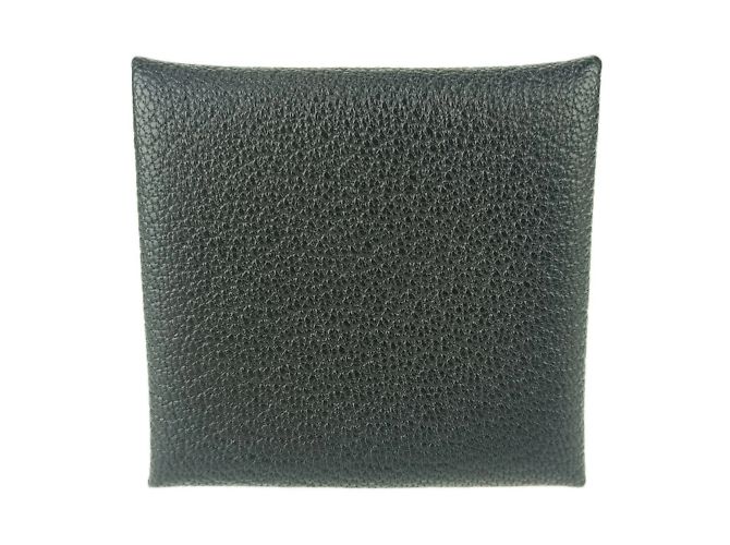 Hermès Monedero Hermes Bastia en cuero de cabra negro - vista 3