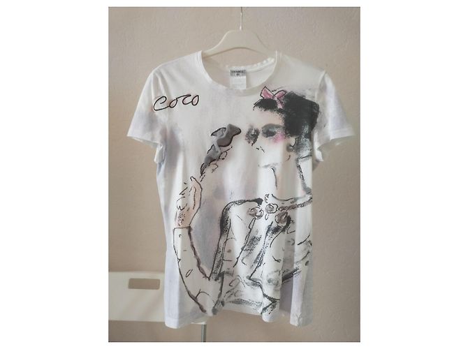 Camiseta estampada com o logo da Chanel Coco Chanel - Usada Multicor - vista 7