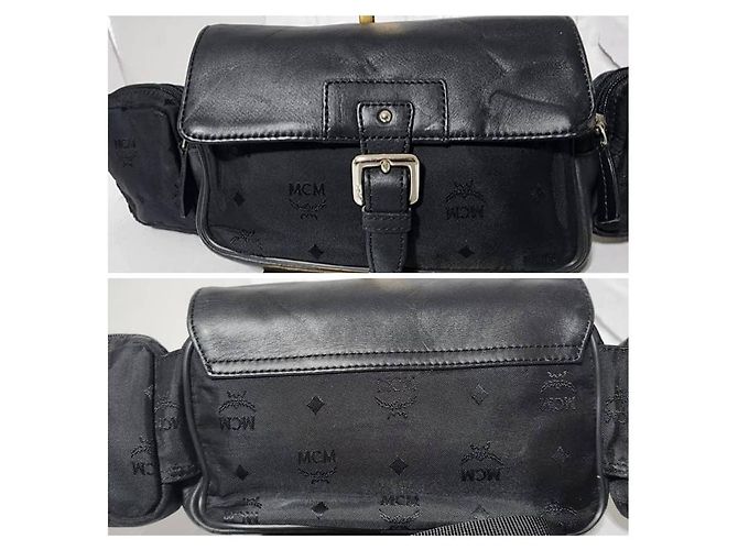 Borsa a vita/bumbum MCM in nylon e pelle Jamison a triplo scomparto nera Nero - vista 12
