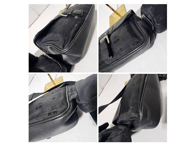 Borsa a vita/bumbum MCM in nylon e pelle Jamison a triplo scomparto nera Nero - vista 13