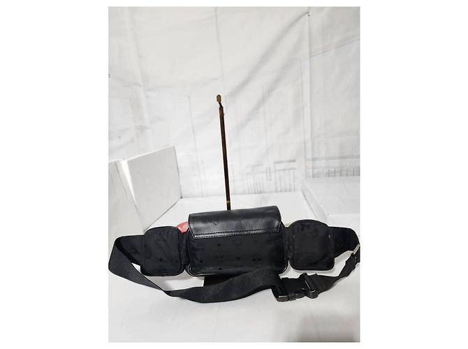 Borsa a vita/bumbum MCM in nylon e pelle Jamison a triplo scomparto nera Nero - vista 3