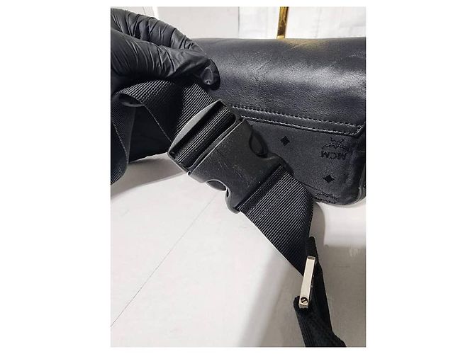 Borsa a vita/bumbum MCM in nylon e pelle Jamison a triplo scomparto nera Nero - vista 5