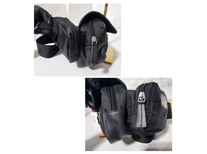 Borsa a vita/bumbum MCM in nylon e pelle Jamison a triplo scomparto nera Nero - vista 9