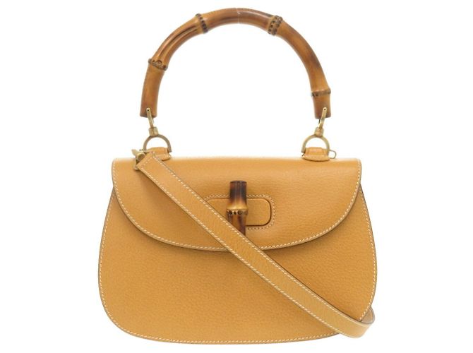Borsa in pelle Gucci Bamboo gialla Giallo - vista 2