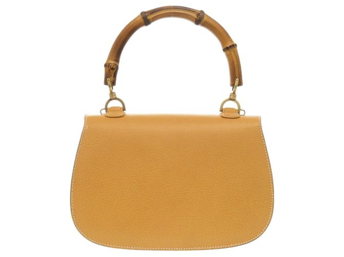 Borsa in pelle Gucci Bamboo gialla Giallo - vista 3