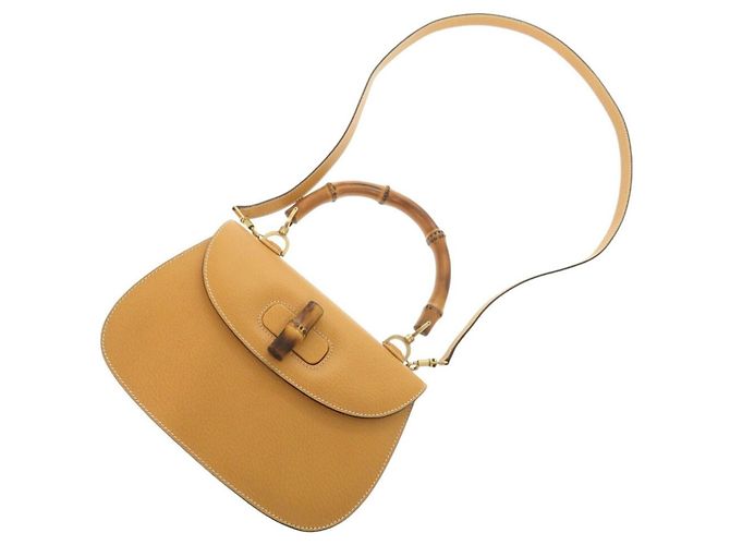 Borsa in pelle Gucci Bamboo gialla Giallo - vista 8