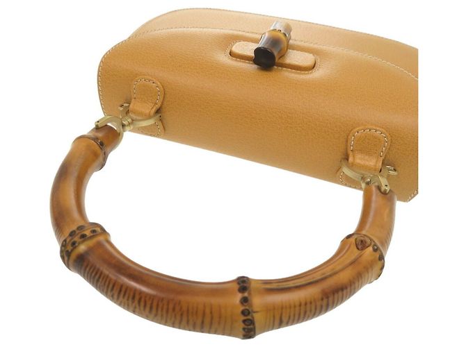 Borsa in pelle Gucci Bamboo gialla Giallo - vista 9
