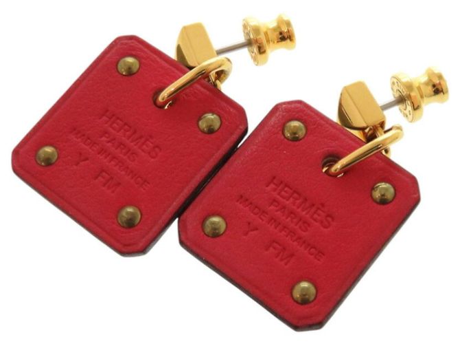 Hermès Brincos Hermes As de Coeur Swift Metal Ouro Vermelho Y Stamp Dourado - vista 4