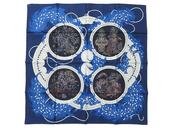 Hermès Bufanda de seda Carré 90 LEGENDE BRODEE de Hermes Azul - vista 2