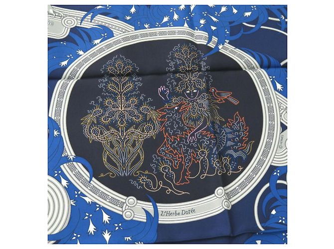 Hermès Bufanda de seda Carré 90 LEGENDE BRODEE de Hermes Azul - vista 4