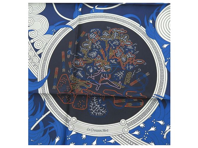 Hermès Bufanda de seda Carré 90 LEGENDE BRODEE de Hermes Azul - vista 5