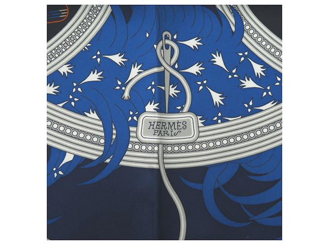 Hermès Bufanda de seda Carré 90 LEGENDE BRODEE de Hermes Azul - vista 7